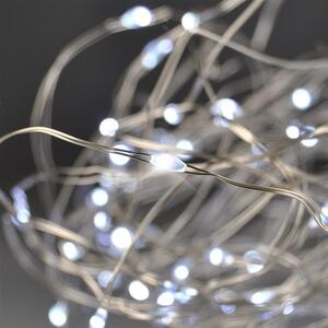 SOLIGHT Vánoční řetěz stříbrný, 30x mini LED, 3m, 3 x AA, studené světlo