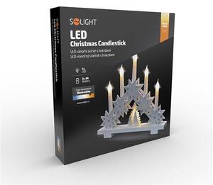 SOLIGHT LED vánoční svícen s hvězdami, 30cm, 5x LED, 2x AA
