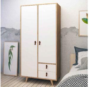Designová šatní skříň Feline 190 cm dub bílý