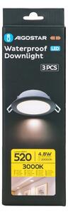 Aigostar-SADA 3xLED Koupelnové podhledové svítidlo 4,8W/230V 3000K IP65 černá