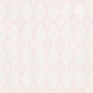 Bílo-růžová dětská vliesová tapeta na zeď, harlekýn 220760 rozměry 0,53 x 10 m