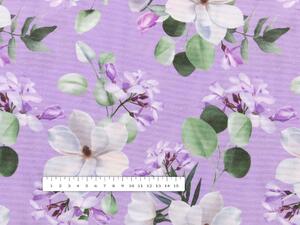Biante Dekorační kulatý ubrus PML-044 Květy magnolie na fialovém Ø 100 cm