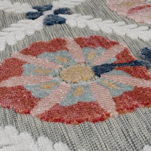 Flair Rugs koberce Kusový koberec Plaza Flora Grey – na ven i na doma - 80x230 cm