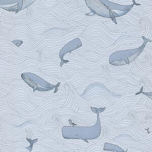Modrá vliesová dětská tapeta s velrybami 220732, Doodleedo, BN Walls