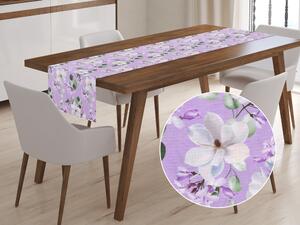 Biante Dekorační běhoun na stůl PML-044 Květy magnolie na fialovém 20x120 cm