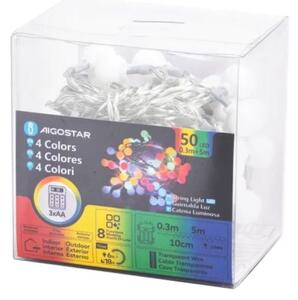 Aigostar - LED Venkovní vánoční řetěz 50xLED/3xAA/8 funkcí 5,3 m IP44 multicolor