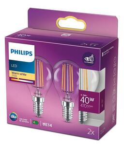 SADA 2x LED Žárovka VINTAGE Philips E14/4,3W/230V 2700K