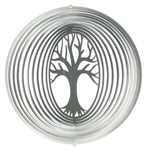 Zahradní větrná dekorace Strom života stříbrný 20 cm