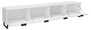 Široký TV stolek na nožkách OVERTON - 200 cm, bílý