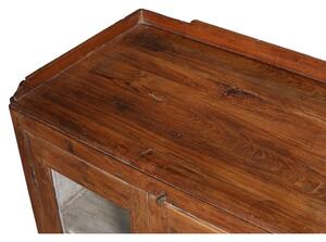 Prosklená skříň z teakového dřeva, uvnitř bílá, 76x45x118cm