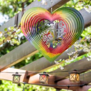 Zahradní větrná dekorace Duhové srdce 20 cm