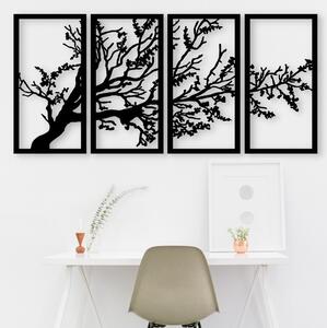 Živá Zeď Dřevěná nástěnná čtyřdílná dekorace Černý strom