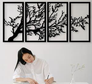 Živá Zeď Dřevěná nástěnná čtyřdílná dekorace Černý strom