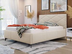 Čalouněná manželská postel s úložným prostorem 160x200 EMORIN - béžová