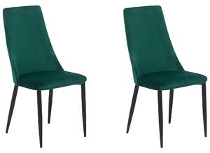 Sada dvou sametových jídelních židlí v zelené barvě CLAYTON