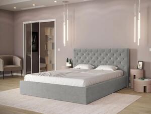 Čalouněná manželská postel s úložným prostorem 180x200 DOZIER - šedá