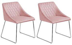 Umělý samet Jídelní židle Sada 2 ks Růžová ARCATA