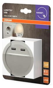 Osram - LED Noční svítidlo do zásuvky se senzorem LUNETTA 2xUSB LED/13W/230V