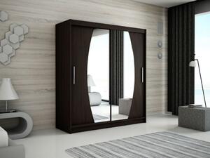 VÝPRODEJ - Krásná šatní skříň s posuvnými dveřmi a oválnými zrcadly Nikola 150 v barvě wenge