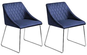 Jídelní židle Sada 2 ks Umělý samet Námořnická modrá ARCATA