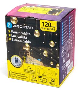 Aigostar - LED Ven. ván. řetěz 120xLED/6W/230V/8 funkcí 3x0,6m IP44 tep bílá+DO
