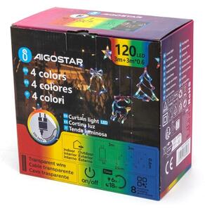 Aigostar - LED RGBY Ven. ván. řetěz 120xLED/6W/230V/8 funkcí 3x0,6m IP44 + DO