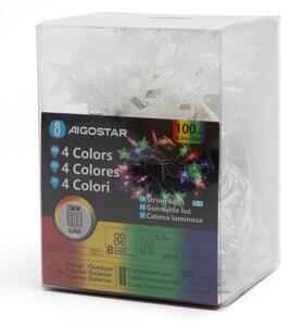 Aigostar - LED RGBY Venkovní vánoční řetěz 100xLED/8 funkcí 3xAA 10m IP44 hvězdy