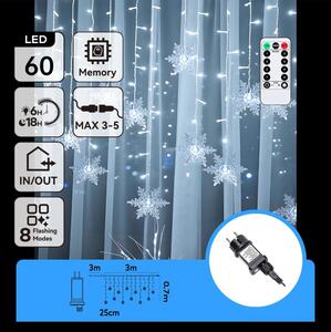 Aigostar - LED Ven. ván. řetěz 120xLED/6W/230V/8 funkcí 3x0,7m IP44 stud bílá+DO