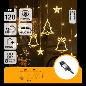Aigostar - LED Ven. ván. řetěz 120xLED/6W/230V/8 funkcí 3x0,6m IP44 tep bílá+DO