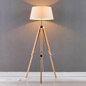Podlahová lampa Katie s třínohým dřevěným stojanem