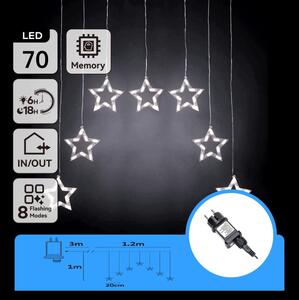 Aigostar - LED Venkovní řetěz 70xLED/230V 1,2x1m IP44 studená bílá hvězd