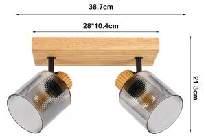 Brilagi - Bodové svítidlo HYGGE 2xE14/15W/230V dřevo/kouřová