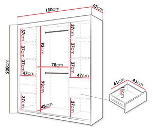 Prosklená šatní skříň 180 cm se šuplíky FRITCH - bílá