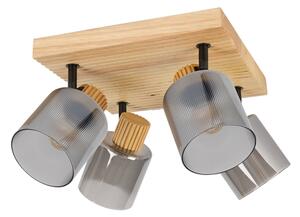Brilagi - Bodové svítidlo HYGGE 4xE14/15W/230V dřevo/kouřová