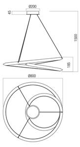 Redo 01-3378 - LED Stmívatelný lustr na lanku STORM LED/60W/230V černá