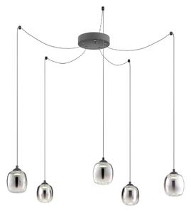 Redo 01-3487 -LED Stmívatelný lustr na lanku KHADI 5xLED/5,2W/230V černá/kouřová