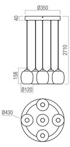 Redo 01-3488 -LED Stmívatelný lustr na lanku KHADI 5xLED/5,2W/230V černá/kouřová