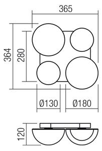 Redo 01-4332 - LED Stropní svítidlo LUMIEN 4xLED/26W/230V 2700/3000K CRI90 zlatá