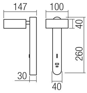 Redo 01-4643 - LED Nástěnné svítidlo SADES LED/6W/230V CRI 90 USB černá