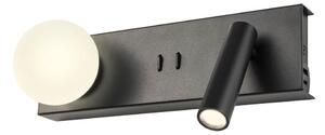Redo 01-4663 - LED Nástěnné svítidlo NORMA LED/5W/230V + LED/3W CRI 90 USB černá