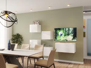 Závěsná obývací stěna BRADT 63 - bílá / lesklá bílá