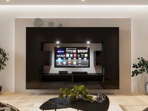 Závěsná obývací stěna BRADT 58 - černá / lesklá černá