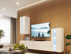 Závěsná obývací stěna BRADT 73 - bílá / lesklá bílá