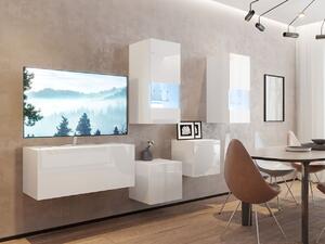 Závěsná obývací stěna BRADT 67 - bílá / lesklá bílá