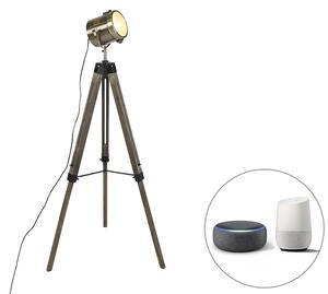Chytrá stojací lampa stativ dřevo se studiovým reflektorem včetně WiFi B35 - Braha