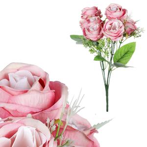 Růže v pugetu, 7 hlav, růžová barva KN7001 PINK