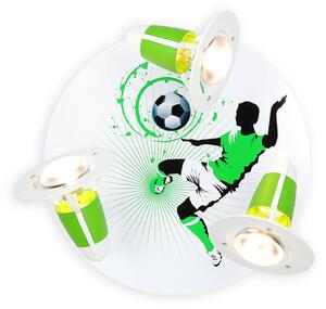 Stropní světlo Soccer, tři zdroje, zeleno-bílá