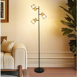 Brilagi - Stojací lampa HYGGE 3xE14/15W/230V dřevo/kouřová
