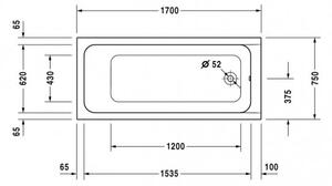 Duravit D-Code - Vana na zabudování 1700x750 mm, bílá 700100000000000