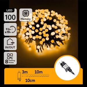 Aigostar - LED Ven. dekorační řetěz 100xLED/3,6W/230V/8 funkcí 10m IP44 tep bílá